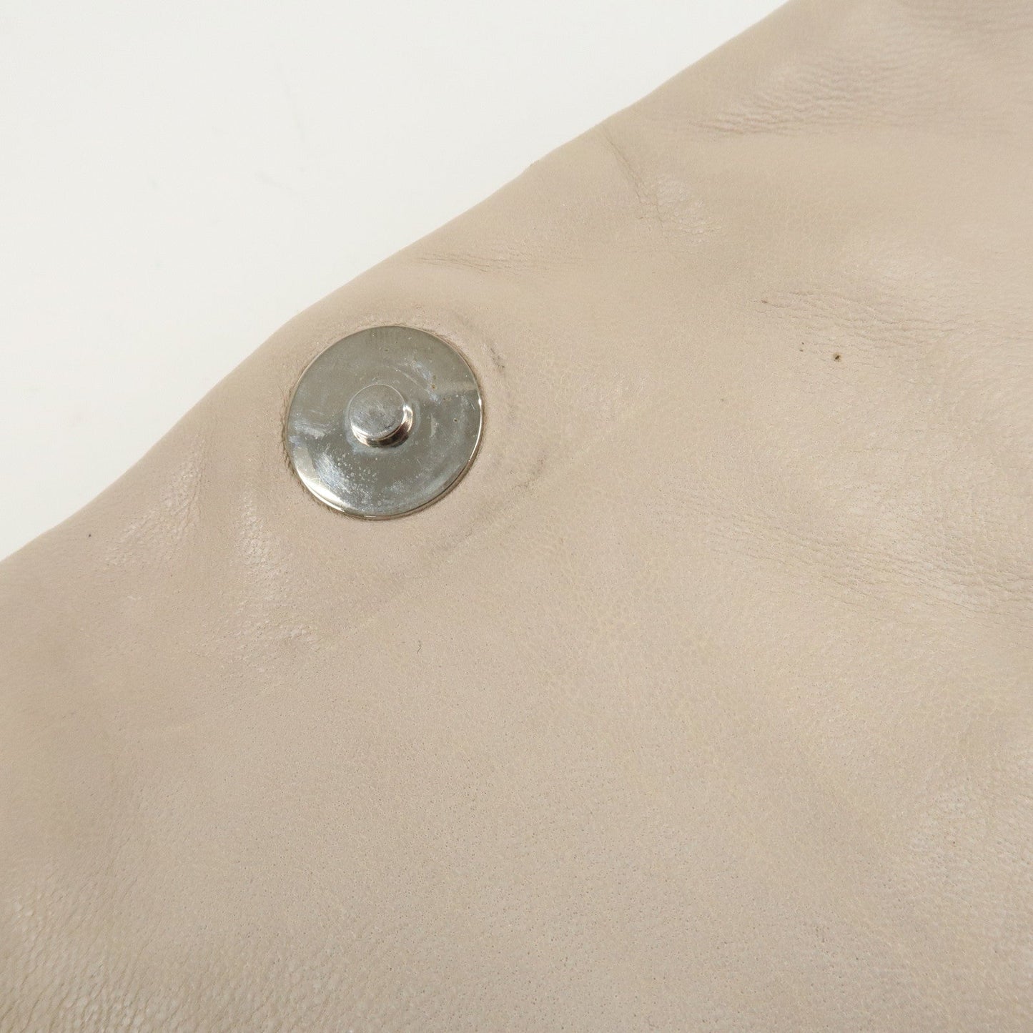 PRADA Leather Gathered Chain Shoulder Bag Ivory B4695C