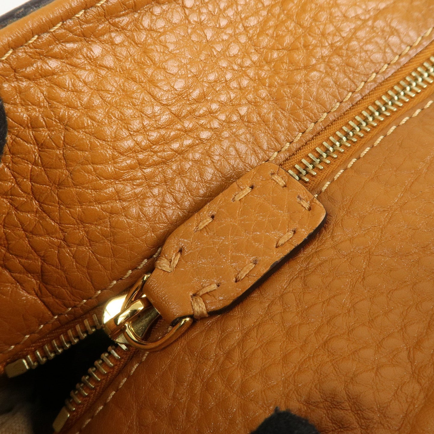 FENDI Selleria Leather Tote Bag Shoulder Bag Brown 8BH185