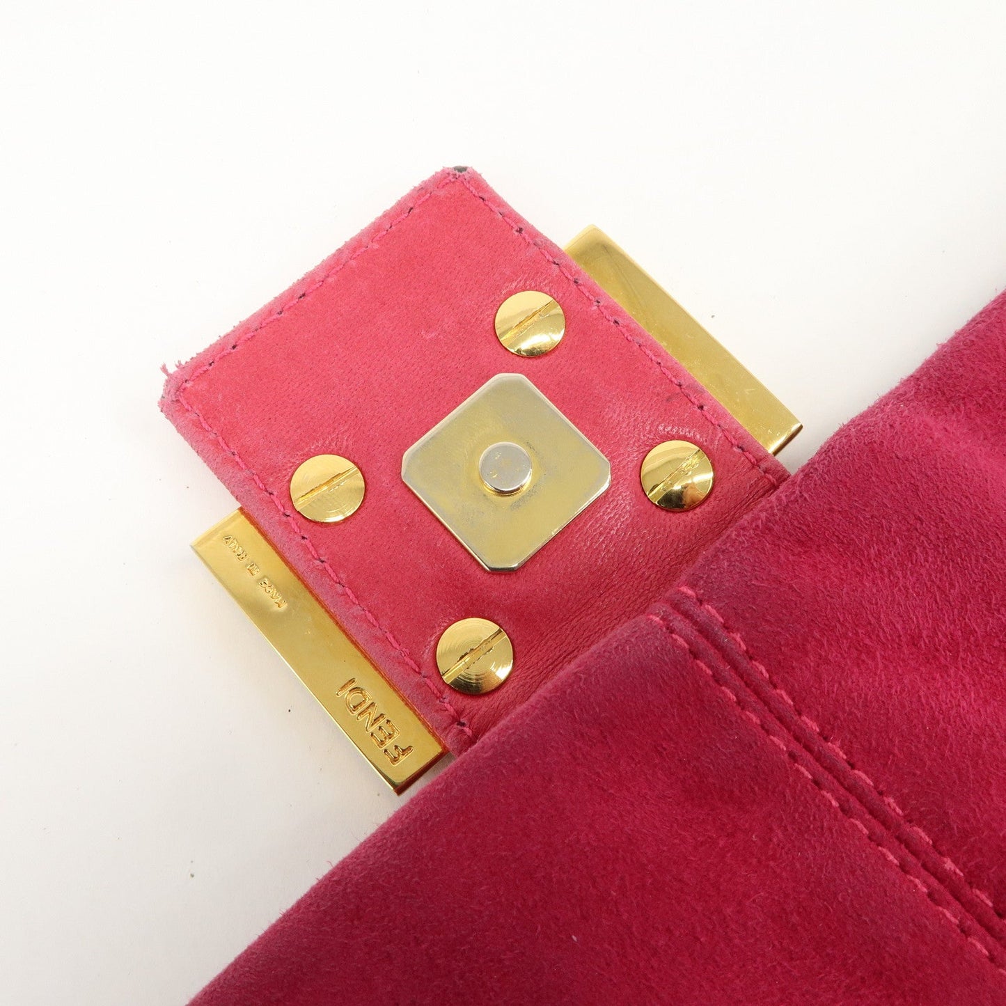 FENDI Mamma Baguette Suede Leather Shoulder Bag 26325