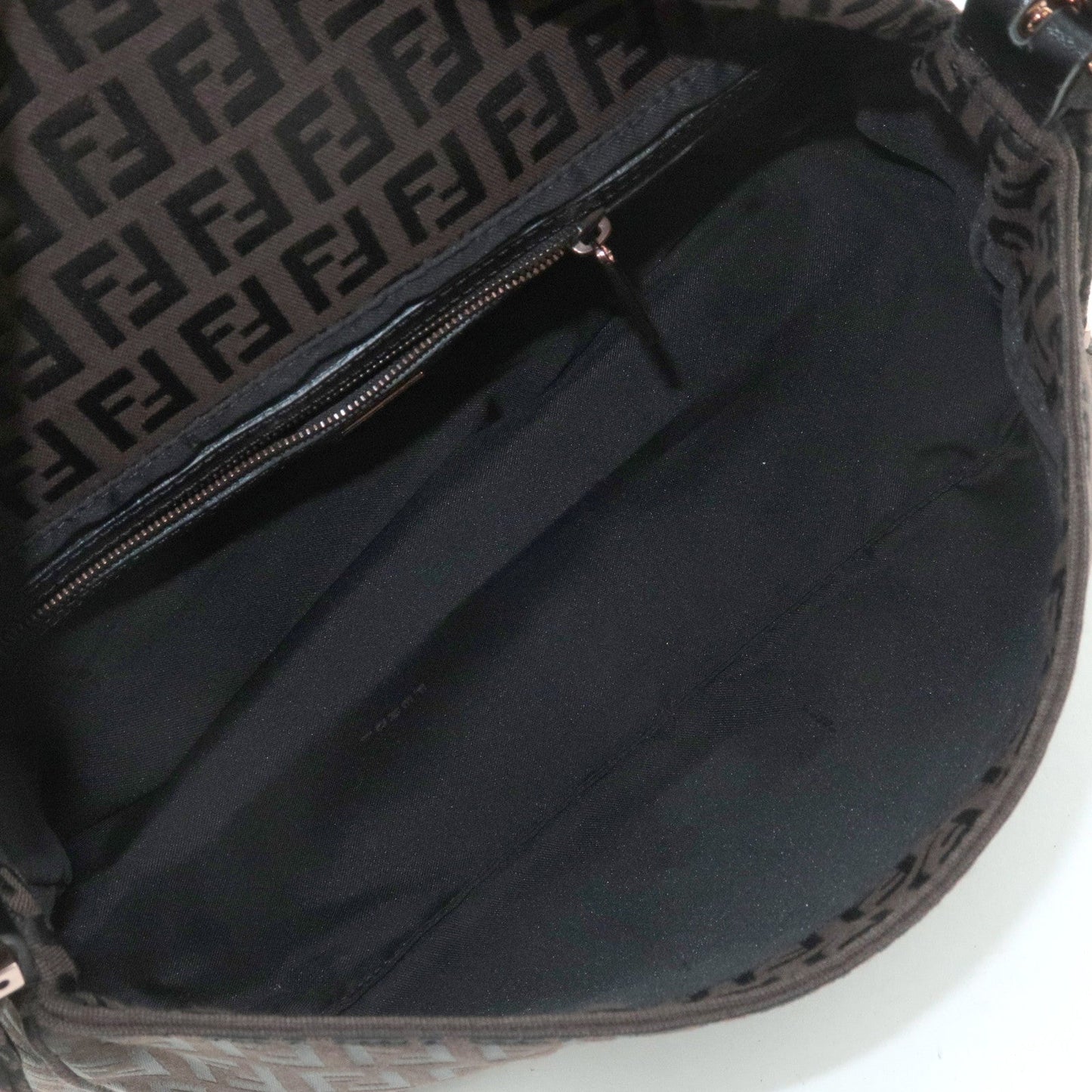 FENDI Zucchino Mamma Baguette Canvas Leather Shoulder Bag 8BR001