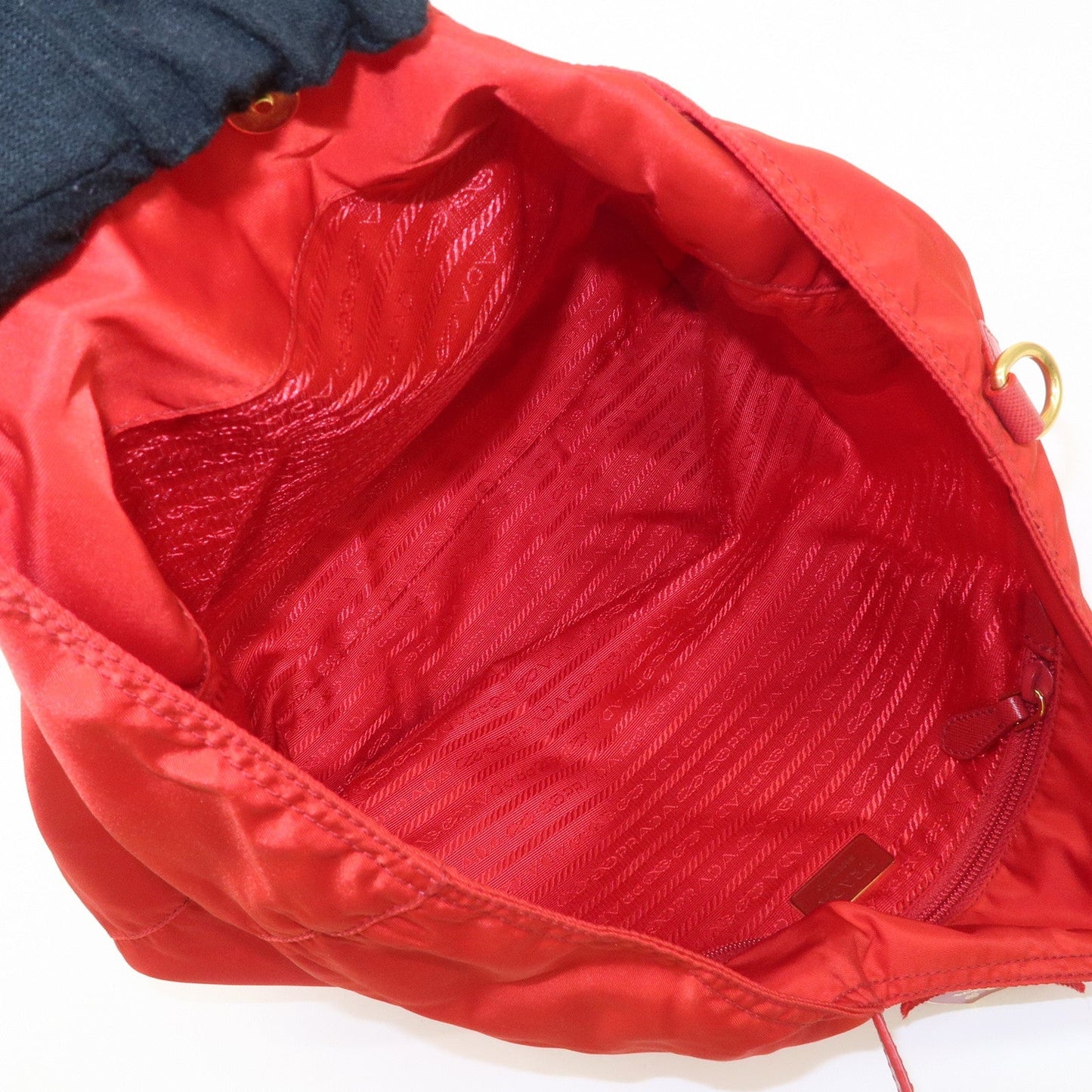 PRADA Nylon Leaather Panda Tote Bag Shoudler Bag Red BR4249