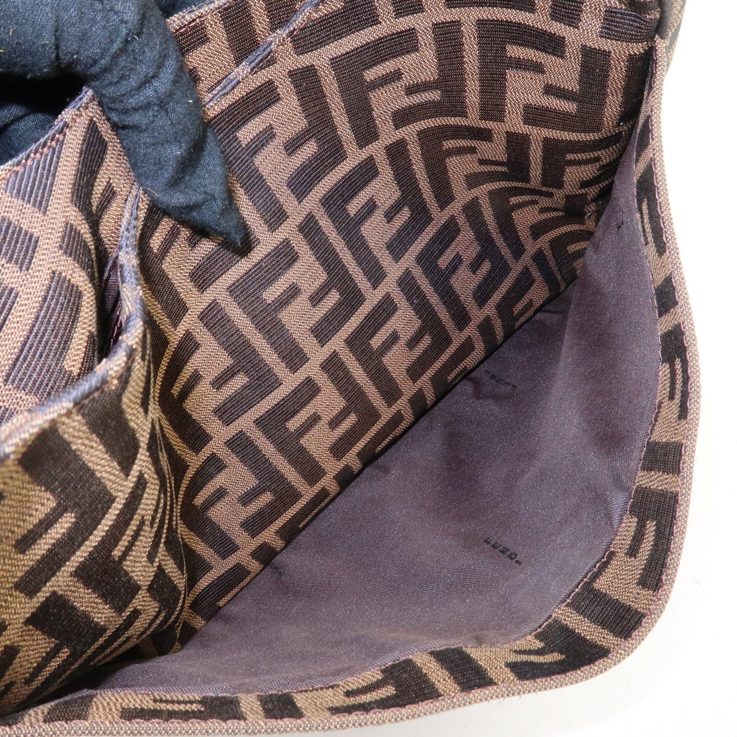 FENDI Zucca Canvas Leather Shoulder Bag Brown 26569