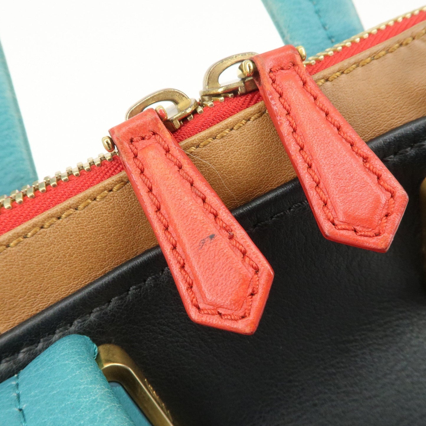 FENDI Cameleon Leather 2WAY Bag Black Brown Blue Red 8BL110