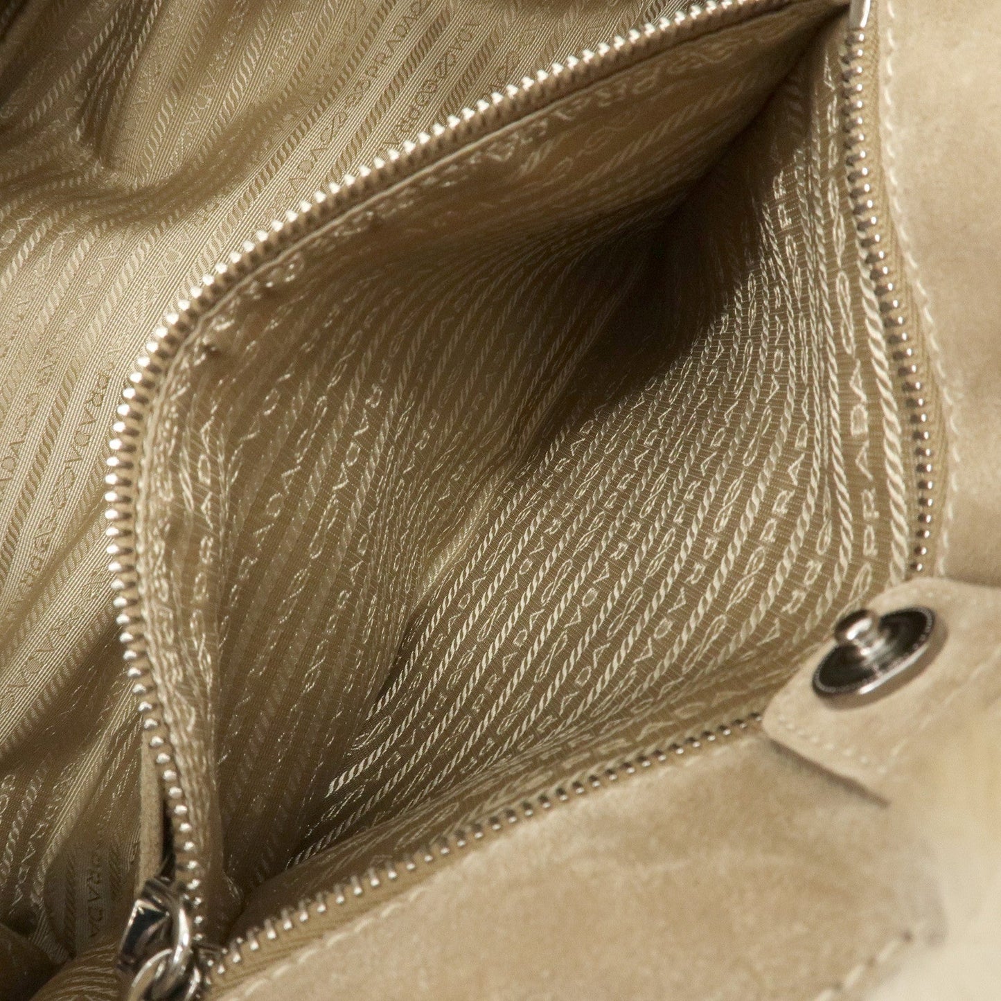 PRADA Eco Lapin Fur Suede Canapa Large Tote Bag Beige BN1918