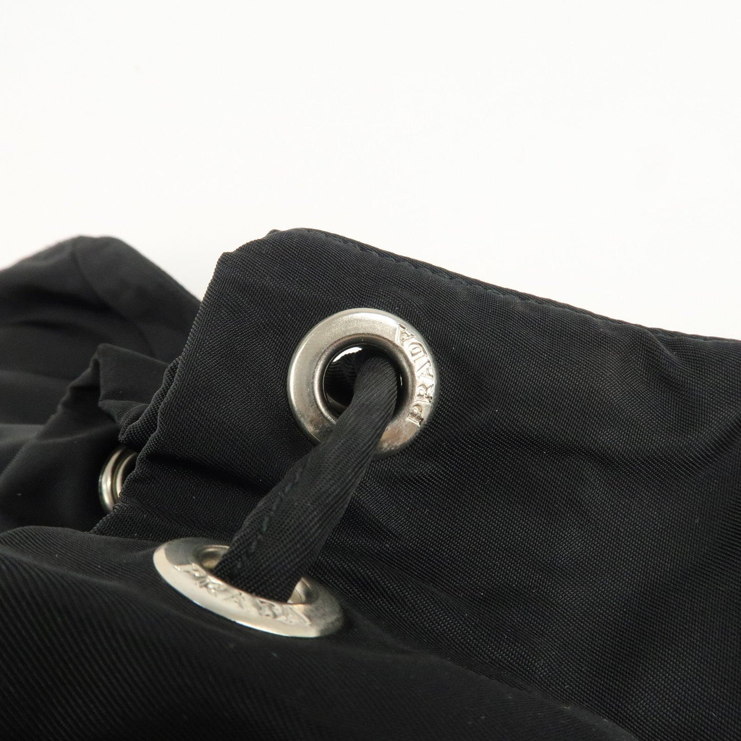 PRADA Triangle Logo Nylon Leather Back Pack Black B5885