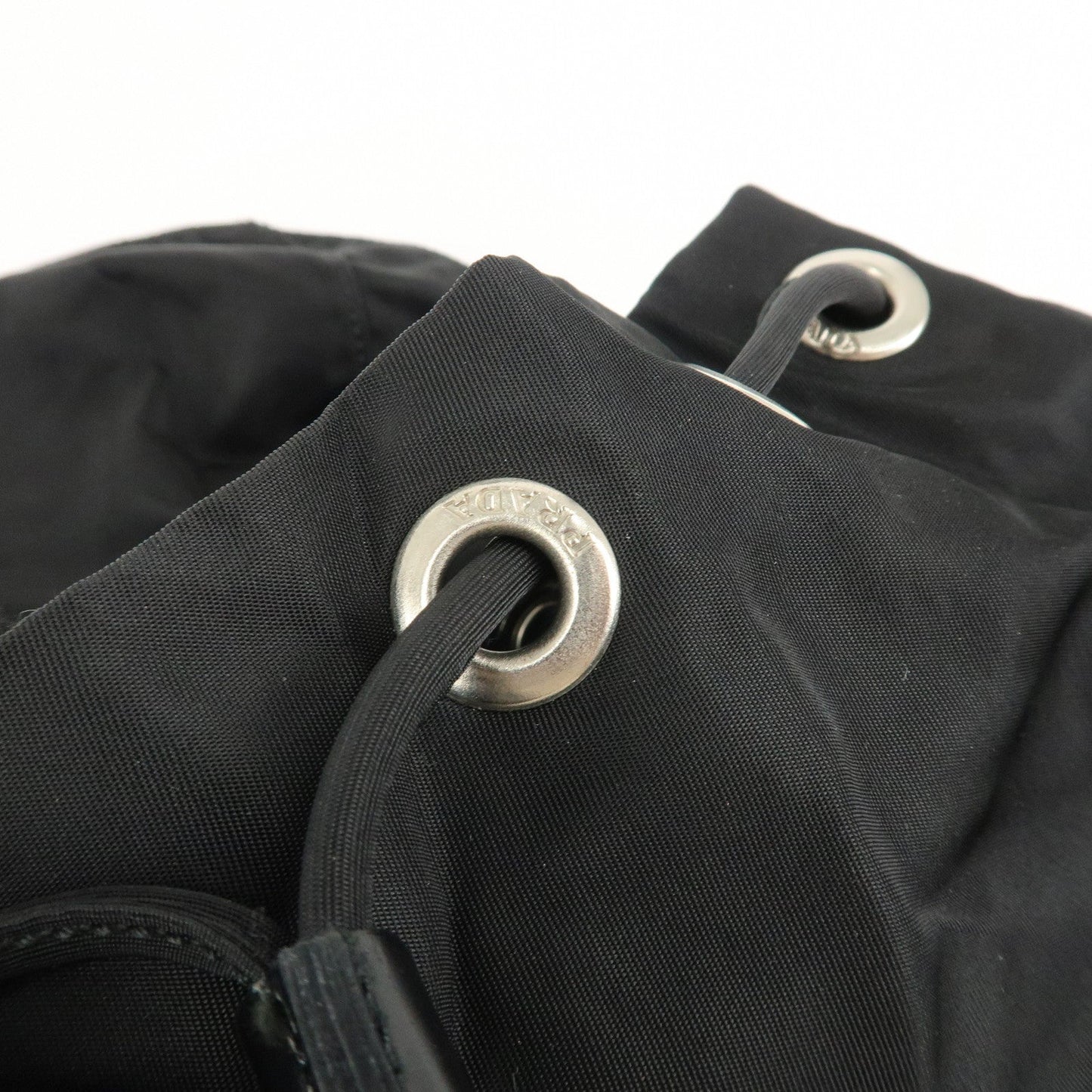 PRADA Triangle Logo Nylon Leather Back Pack Black B5885