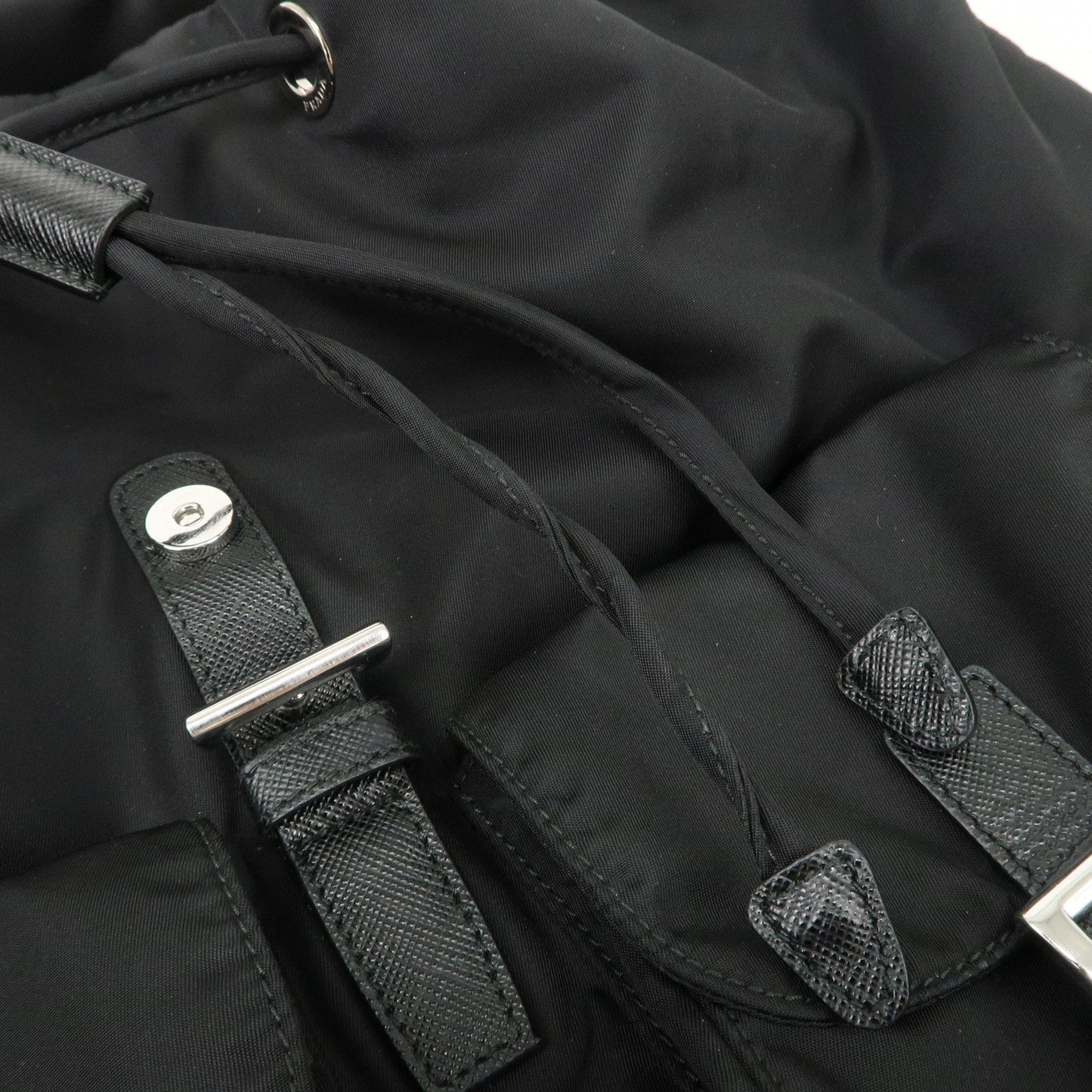 PRADA Re-Nylon Triangle Logo Nylon Leather Back Pack NERO 1BZ811