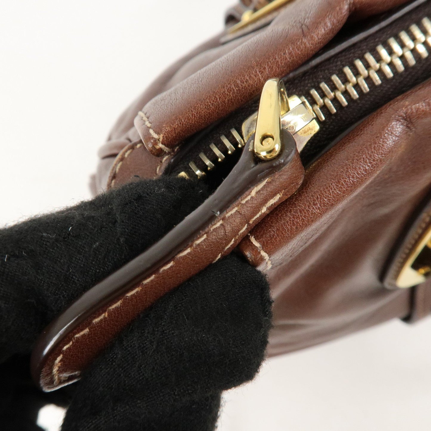 PRADA Leather 2Way Bag Shoulder Bag Hand Bag Brown BN1904