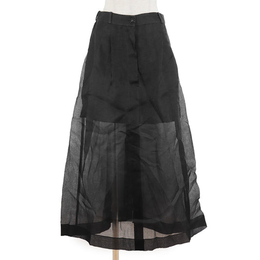 Chanel Silk Sheer Pleated Skirt Black Classic Flap Tote