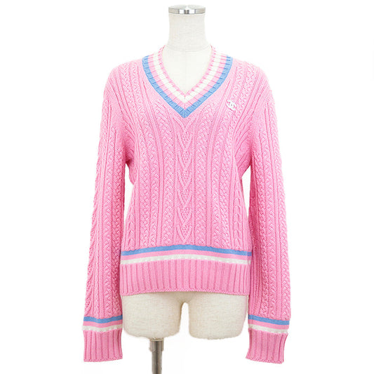 Chanel Cashmere Blend V-Neck Cable Knit Sweater Classic Flap Tote