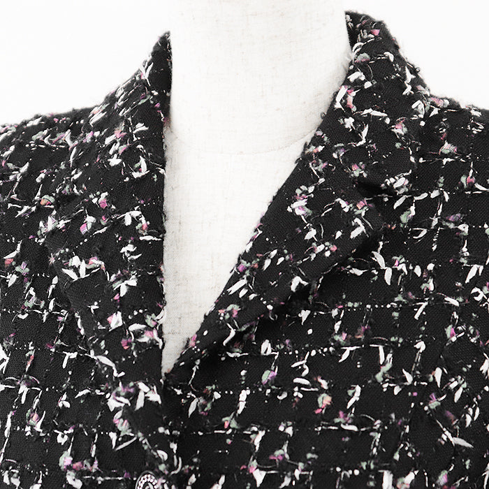 Chanel Tweed Jacket Wool Blend Black Multicolor Classic Flap Tote