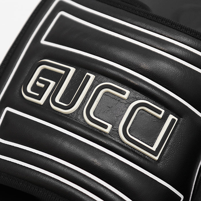 Gucci Slide Signature Logo Leather Rubber Sandals
