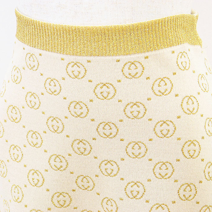 Gucci GG Interlocking Jacquard Metallic Wool Blend Long Skirt