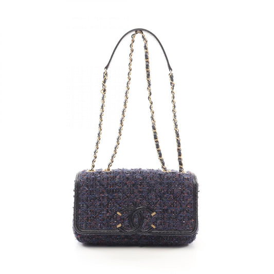 Chanel CC Filigree Fabric Exotic Leather Shoulder Bag