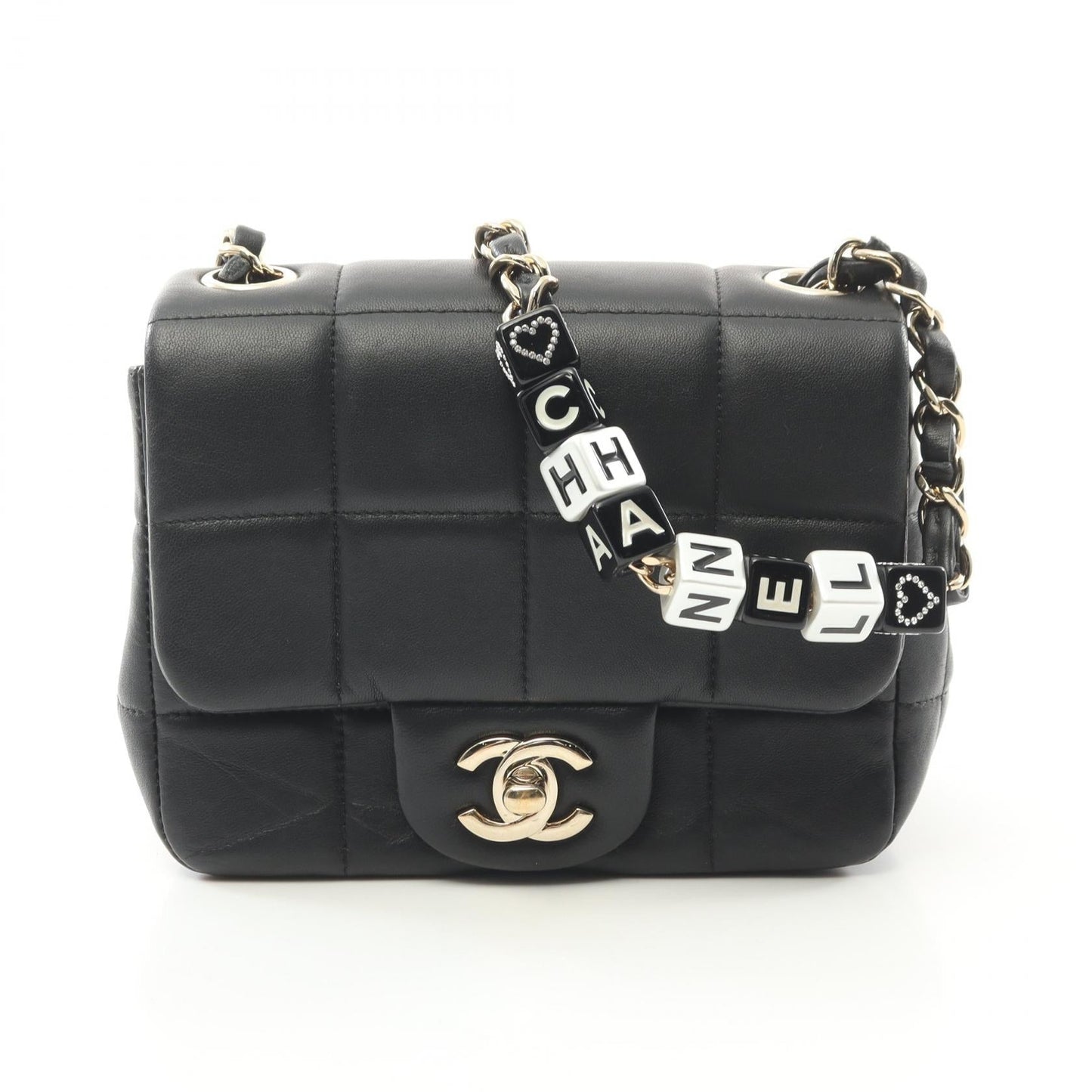 Chanel Choco Bar Mini Flap Lambskin Shoulder Bag Classic Flap