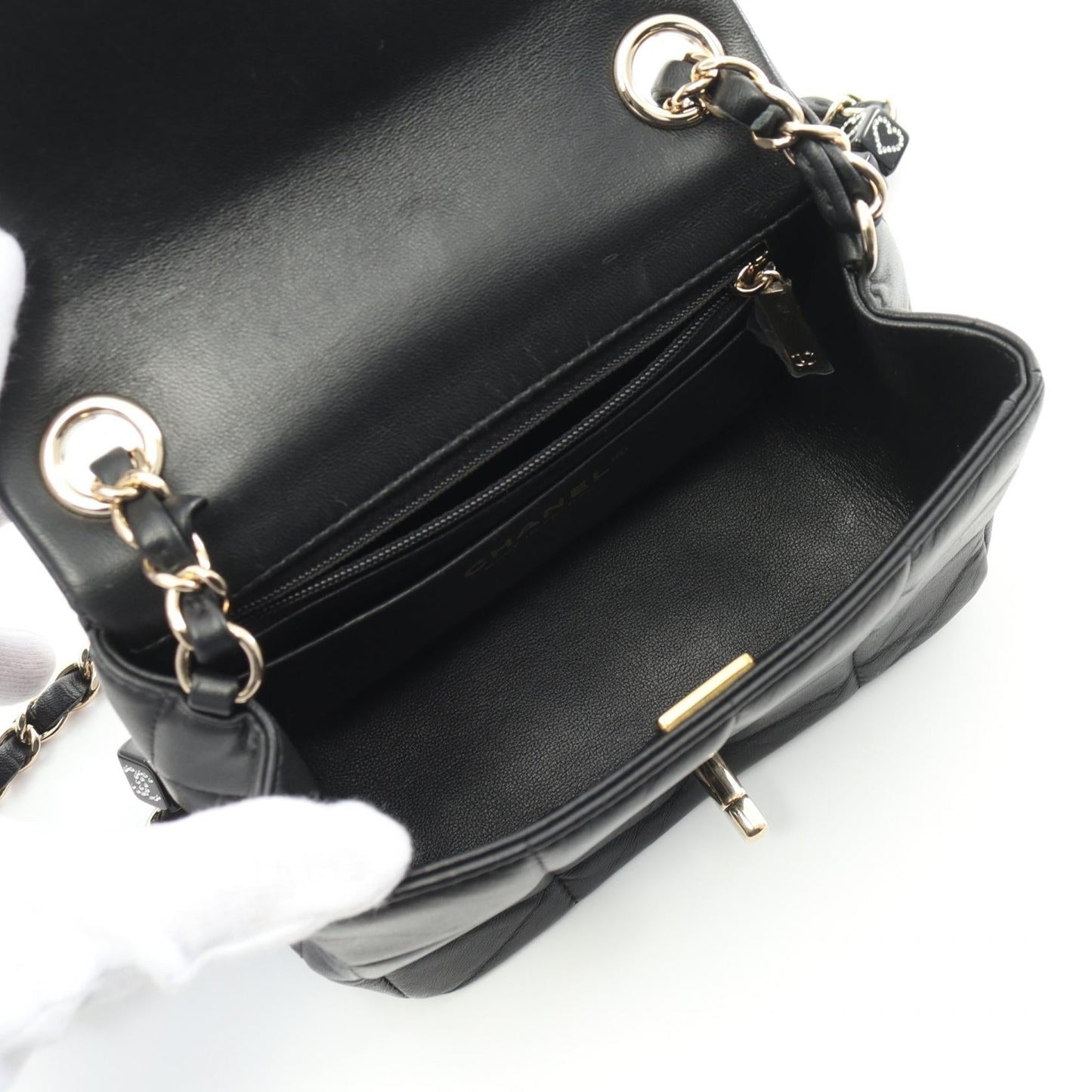 Chanel Choco Bar Mini Flap Lambskin Shoulder Bag Classic Flap