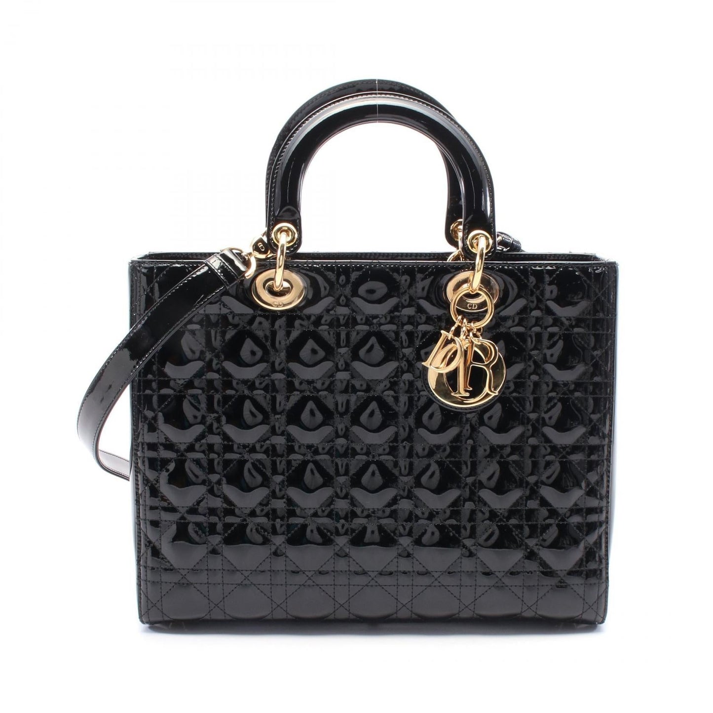 Dior Lady Dior Patent Leather Handbag