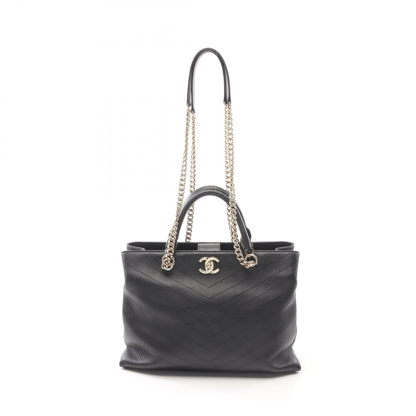 Chanel Chevron V Stitch Calfskin Tote Bag