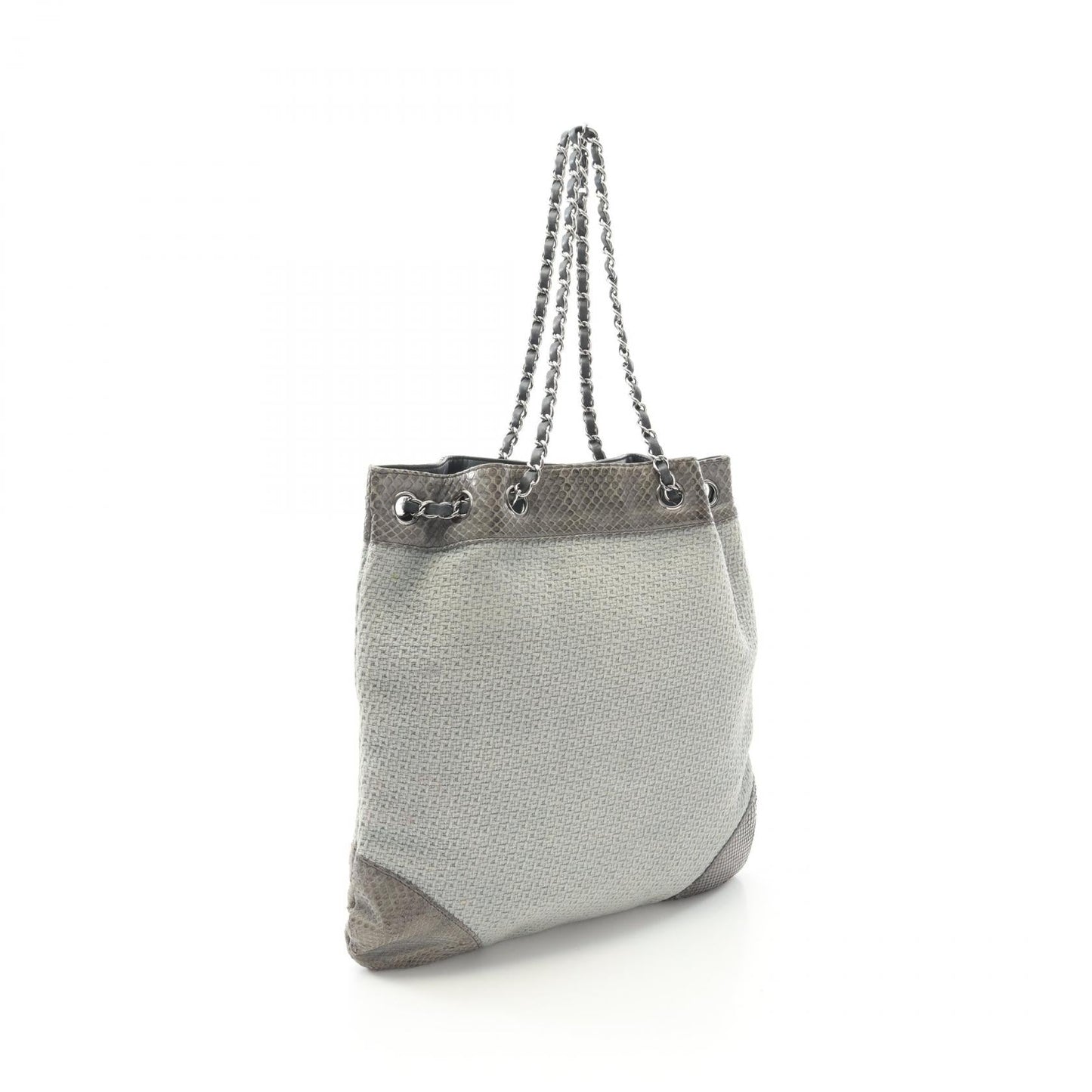 Chanel Shoulder Bag Canvas Exotic Leather Shoulder Bag