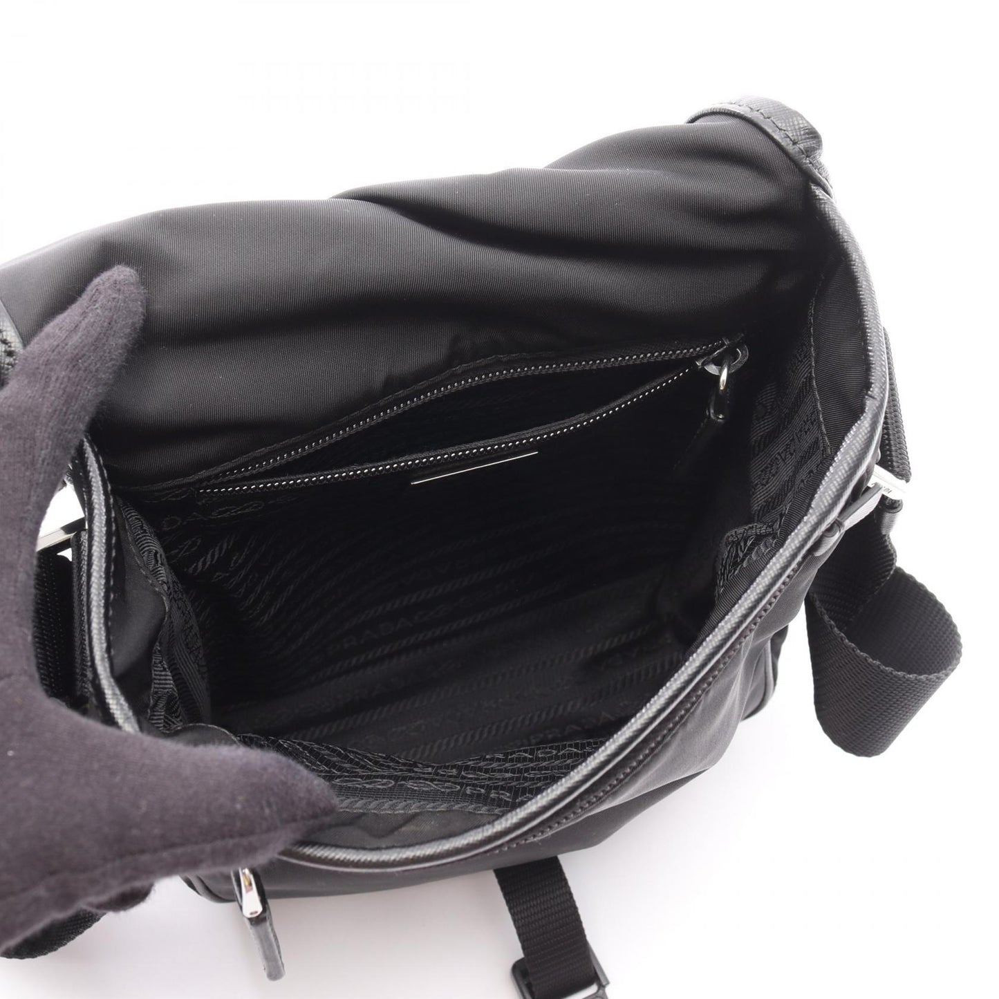 Prada Nylon Saffiano Leather Shoulder Bag