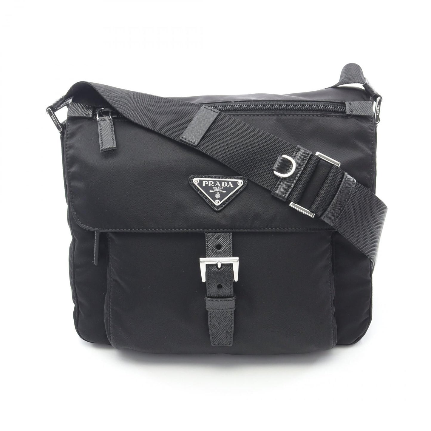 Prada VELA Nylon Saffiano Leather Shoulder Bag