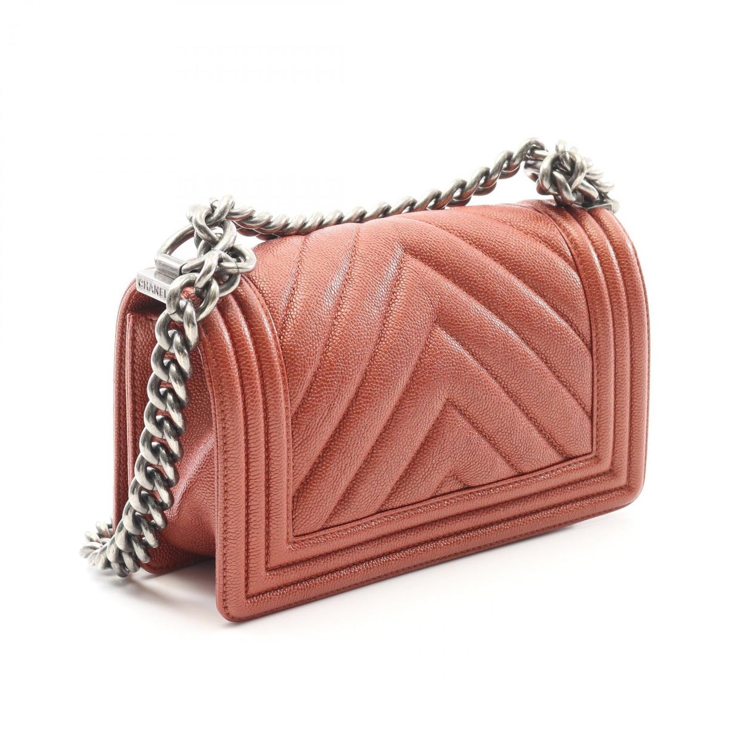 Chanel Boy Chanel Chevron V Stitch Small Grained Calf Shoulder Bag
