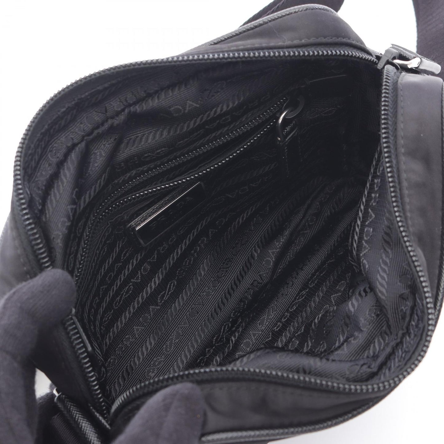 Prada TESSUTO+SAFFIANO Nylon Saffiano Leather Shoulder Bag