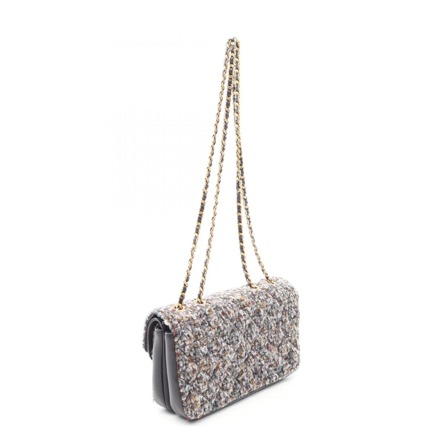 Chanel Coco Mark Fabric Leather Shoulder Bag