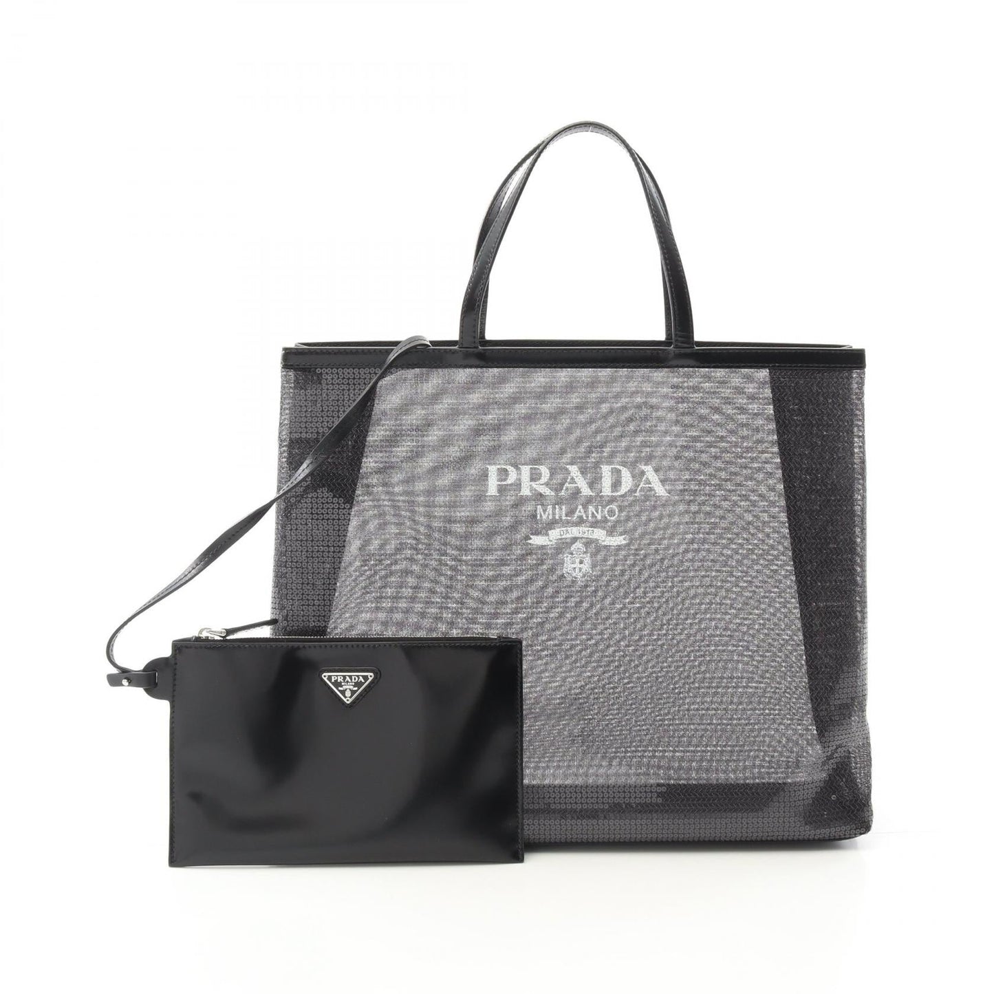 Prada 1BG416 Leather Sequin Tote Bag