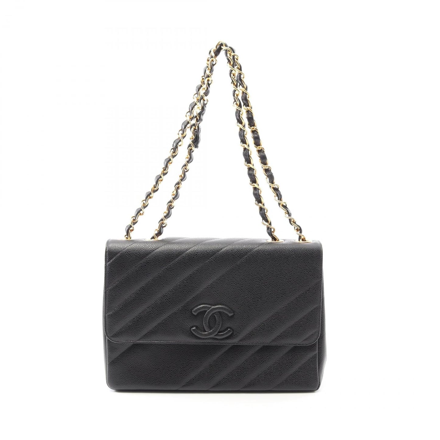 Chanel Coco Mark Bias Stitch Calf Shoulder Bag