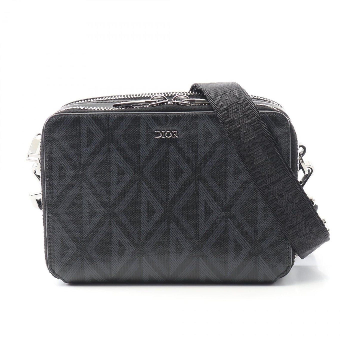 Dior CD Diamond PVC Coated Canvas Leather Shoulder Bag