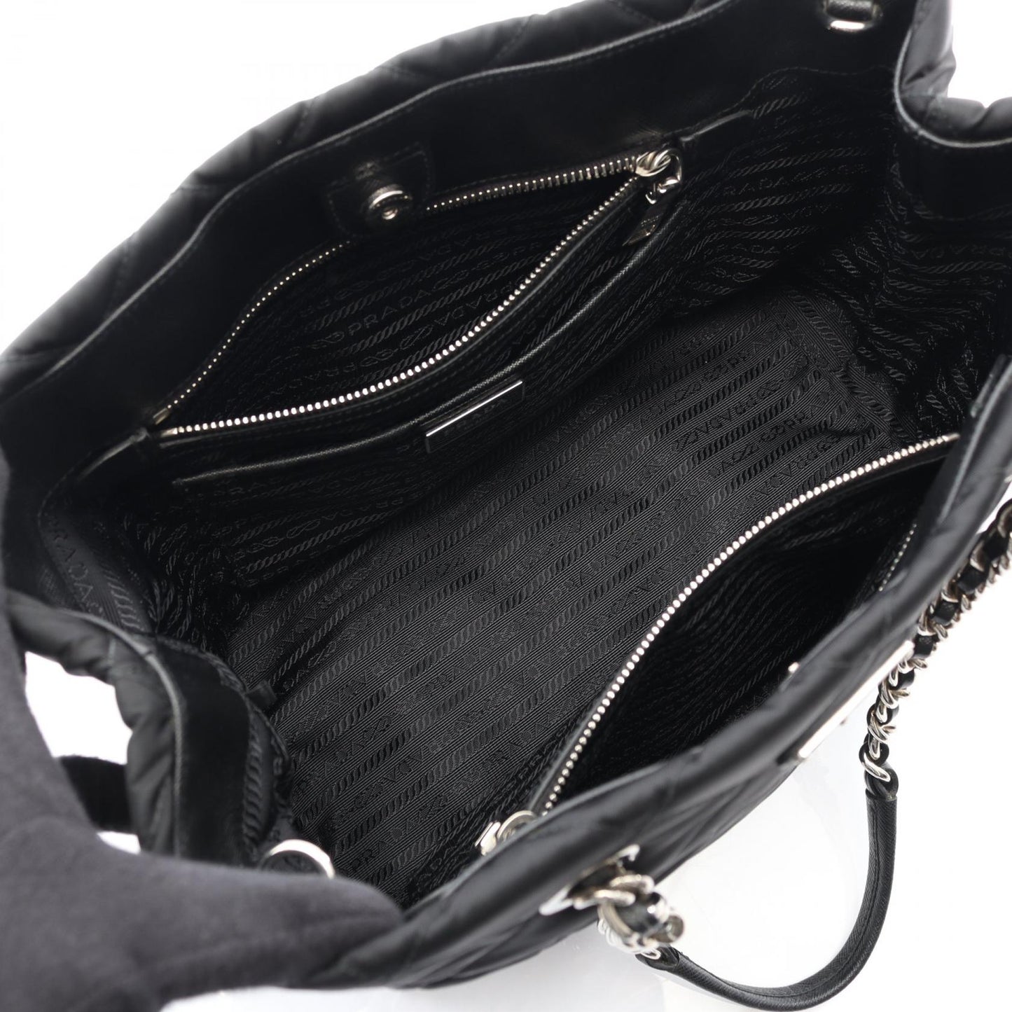 Prada TESSUTO IMPUNTU Nylon Saffiano Leather 2way Tote Bag