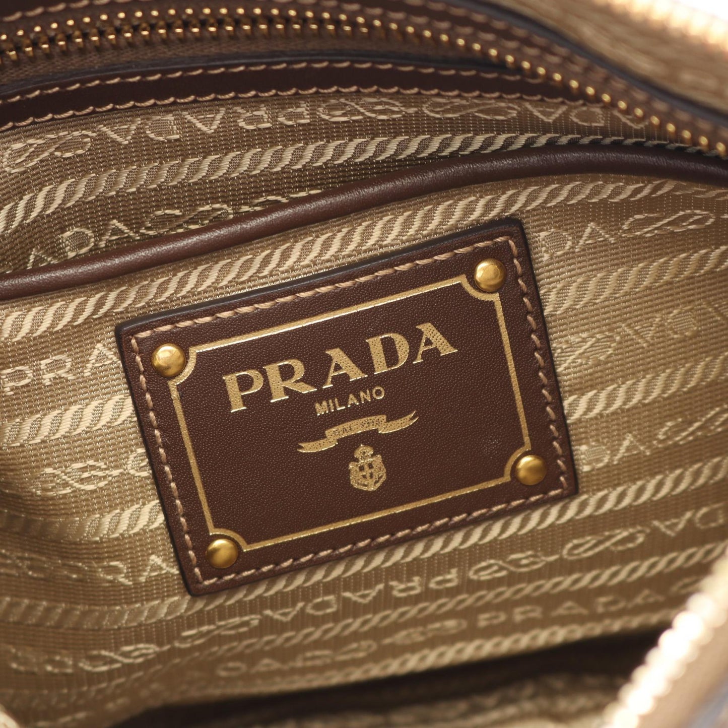 Prada LOGO JACQUARD Canvas Leather Shoulder Bag