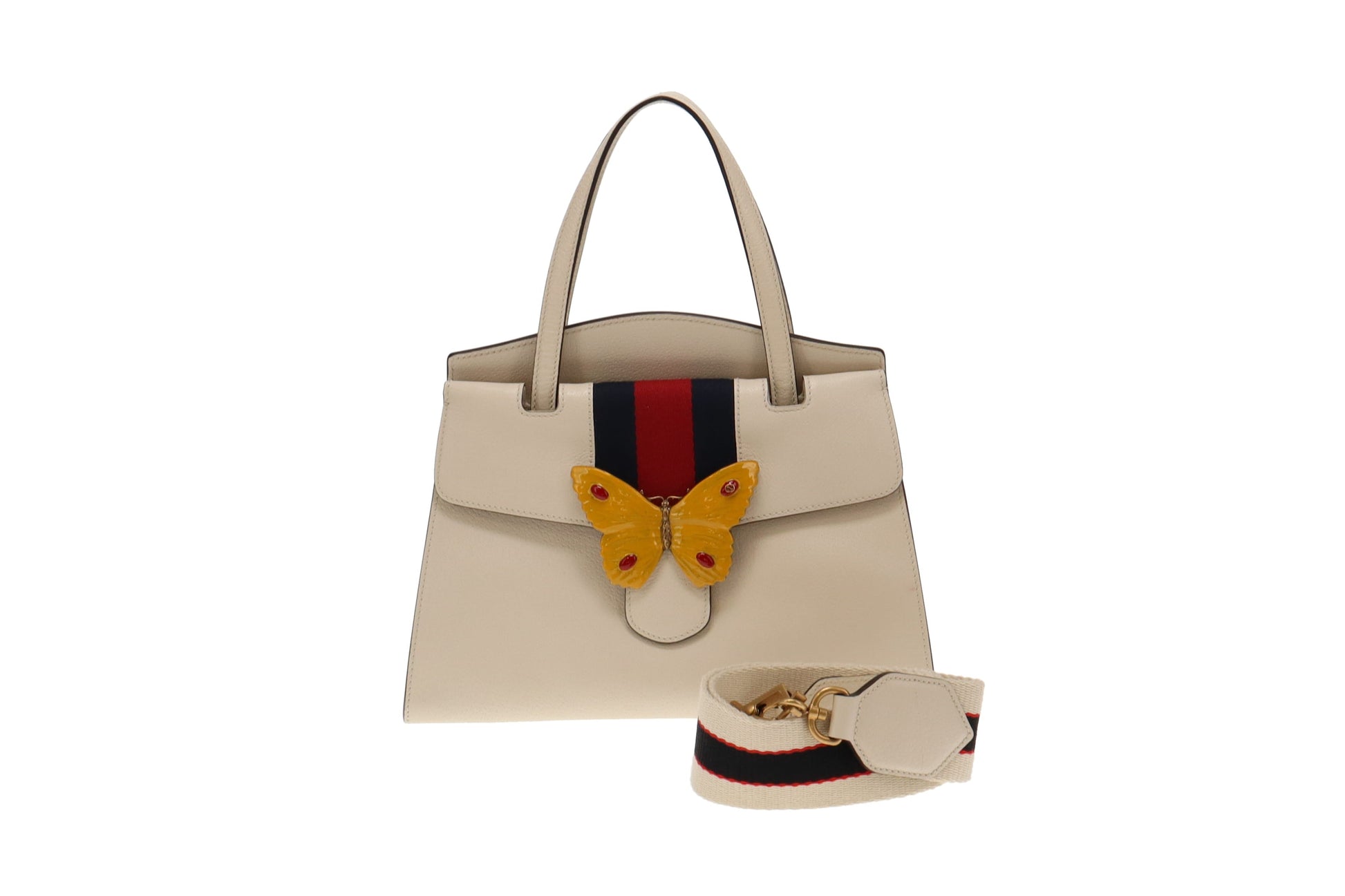 Gucci Butterfly Ivory Leather Tote
