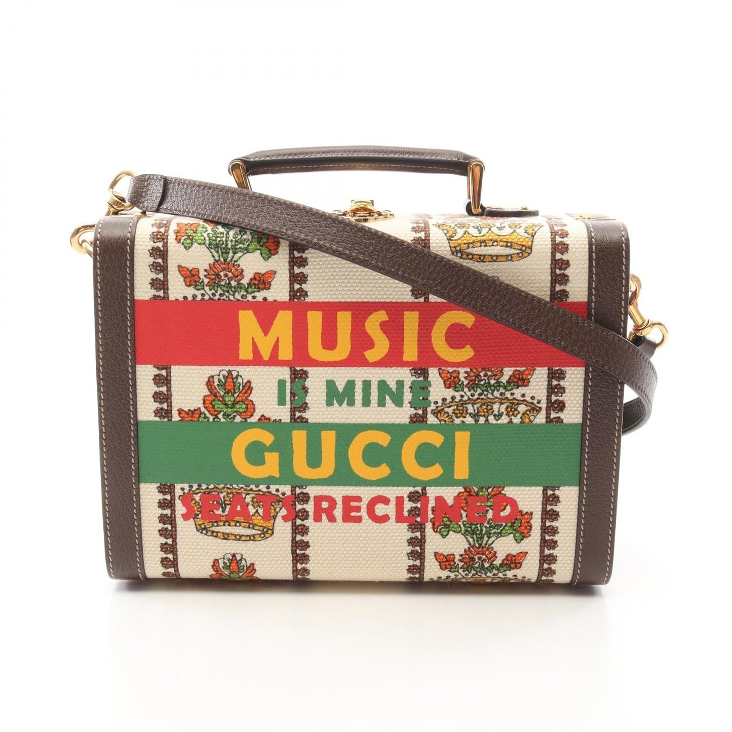 Gucci MUSIC IS MINE Canvas Leather 2way Handbag