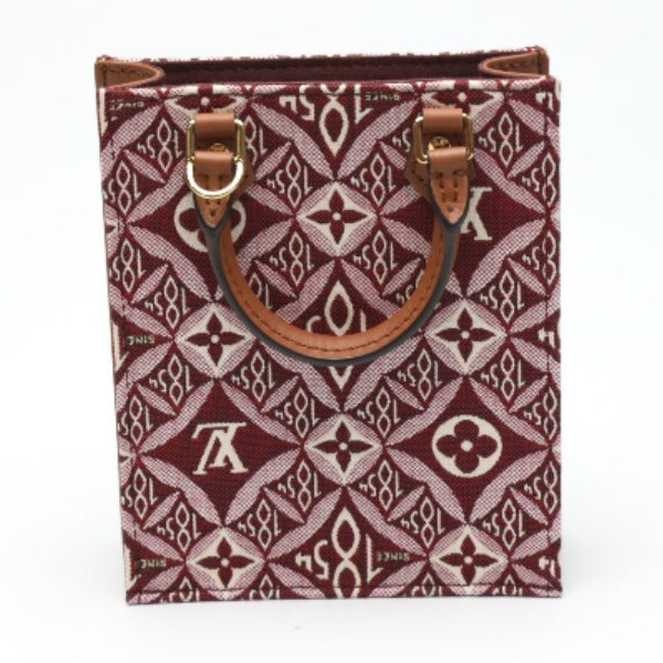 LOUIS VUITTON Shoulder Bag leather Red Petit Sac Plat Jacquard leather Monogram Women