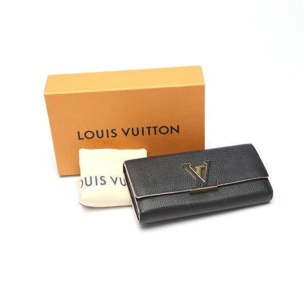 LOUIS VUITTON Long Wallet Purse M67663 Taurillon Clemence black Bifold Walletlong wallet Taurillon Clemence Portefeuille Capsine Women