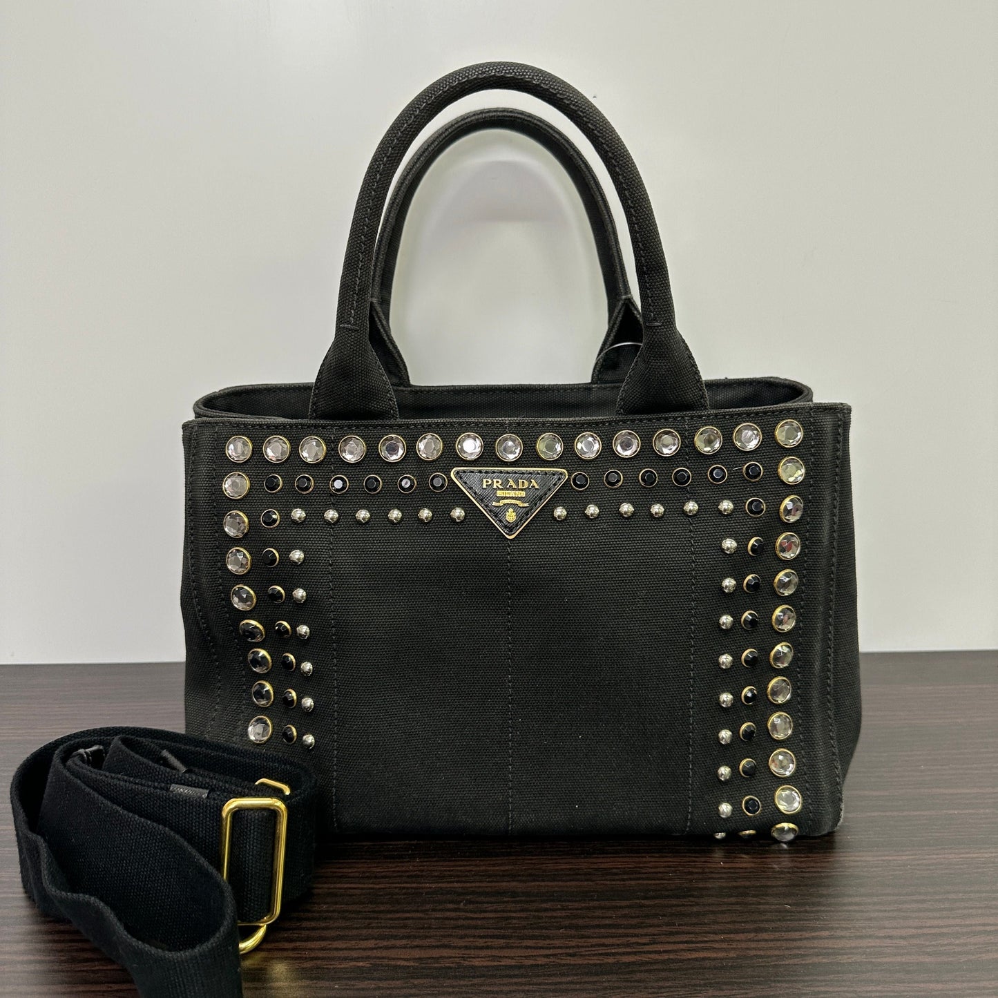 PRADA Mini Canapa Bijou Studs Canvas 2Way Bag LB121562