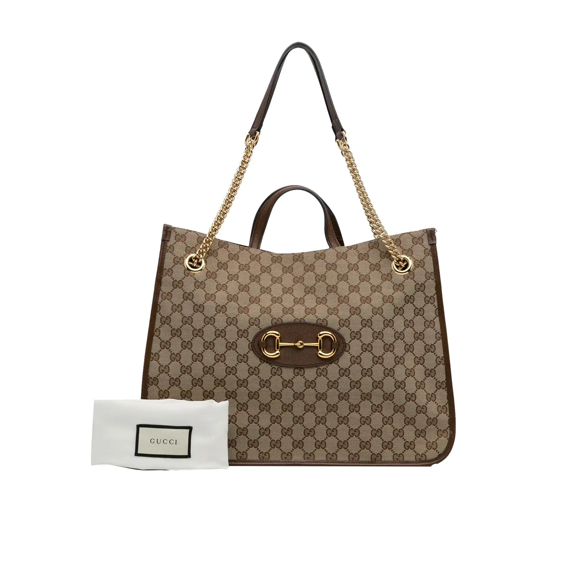 Gucci Horsebit Leather Canvas Tote Style 2