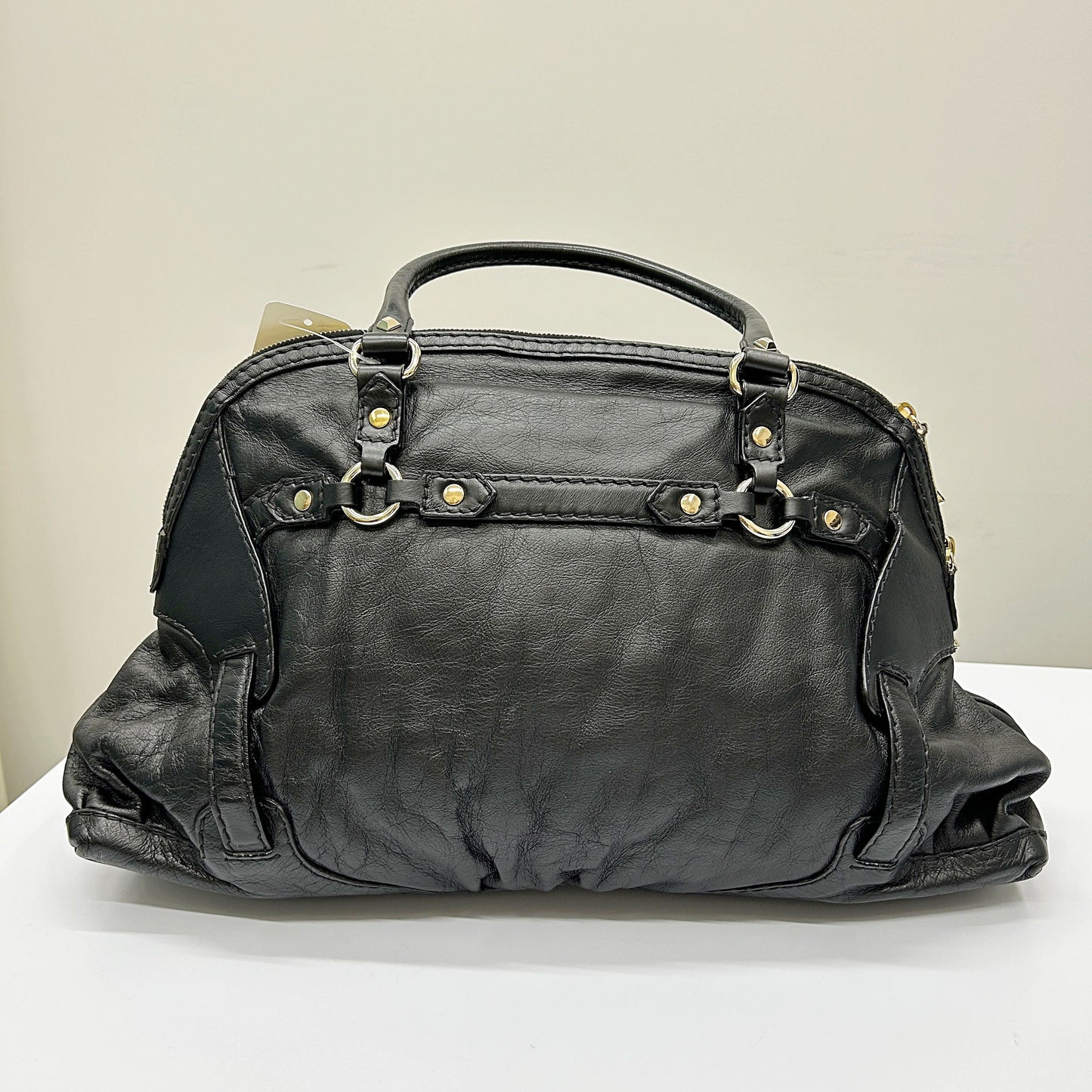 Gucci Black Leather Medium Horsebit Nail Boston Bag gu9932nf