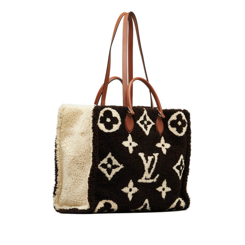 Louis Vuitton Monogram Teddy Onzagore GM Torta Bag M55420 Brown Ivory Mouton Leather Louis Vuitton
