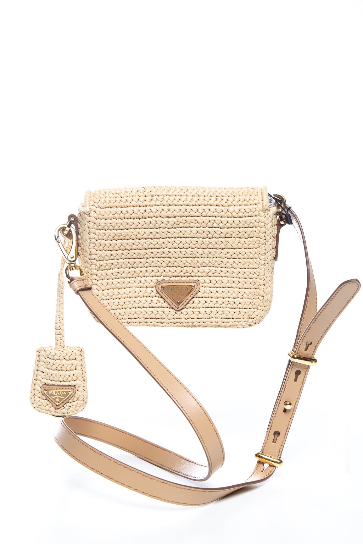 Prada Natural Raffia Re-edition Logo Cross-Body