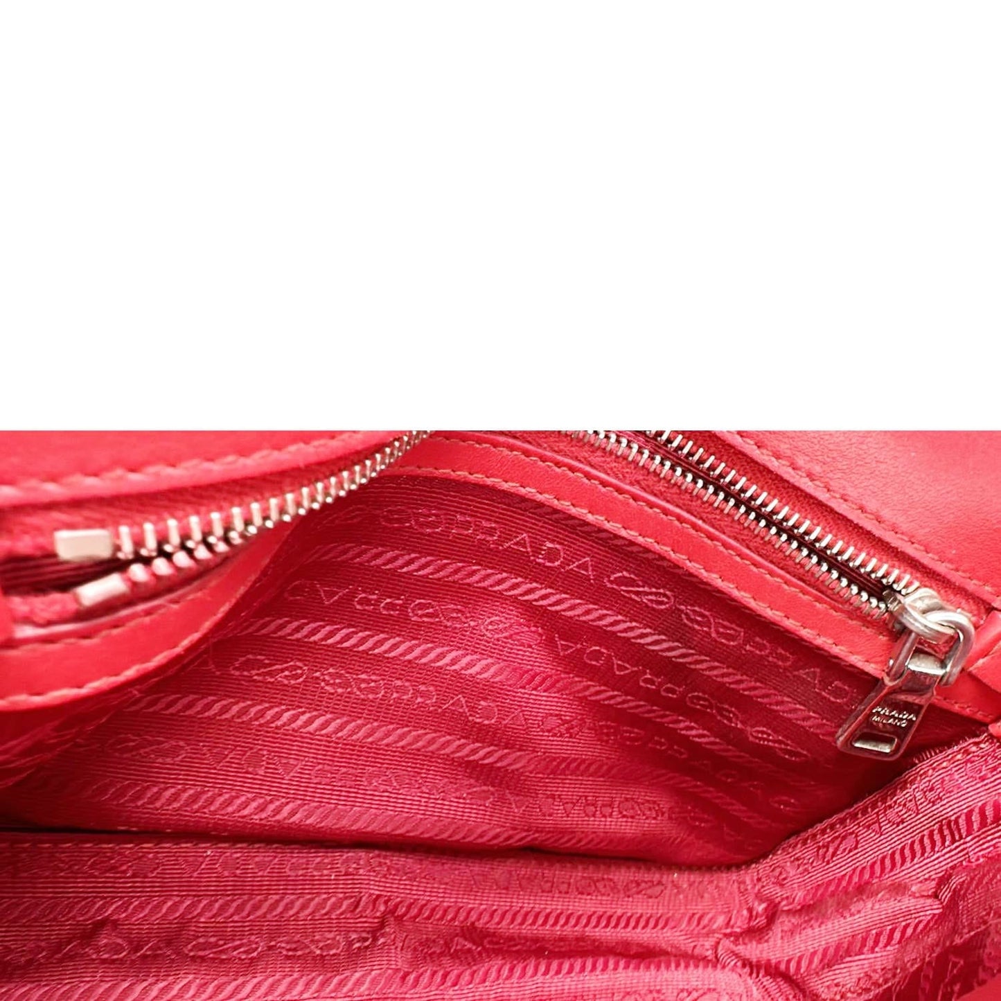PRADA Diagramme Flap Calfskin Leather Chain Crossbody Bag Red