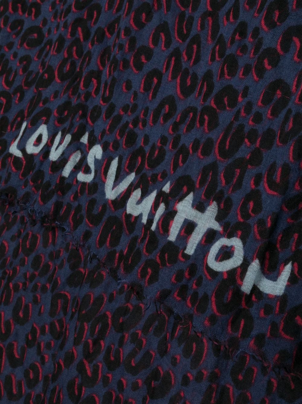 LOUIS VUITTON Cheetah Print Scarf Blue/Red