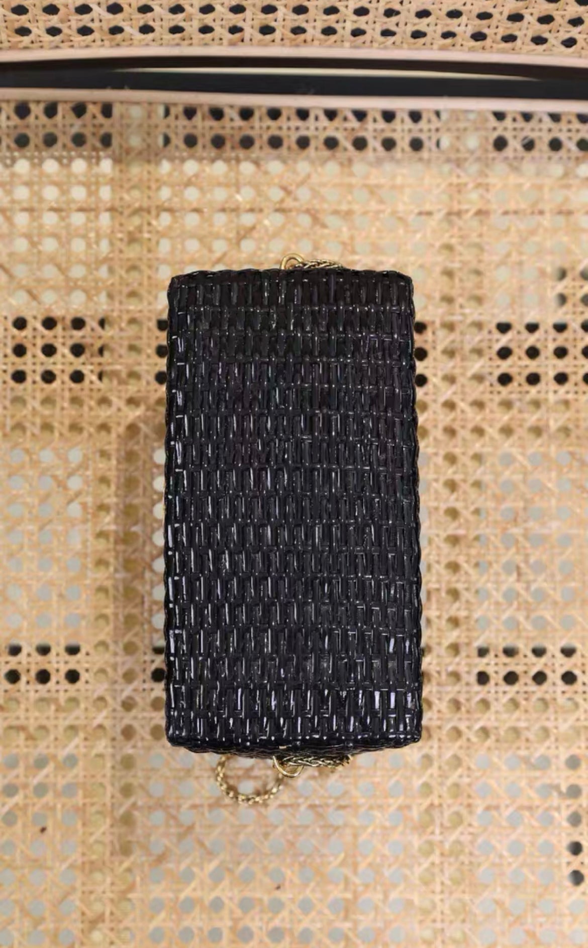 Chanel  Black Wicker CC Picnic Lunch Basket Box Bag Gold Hardware