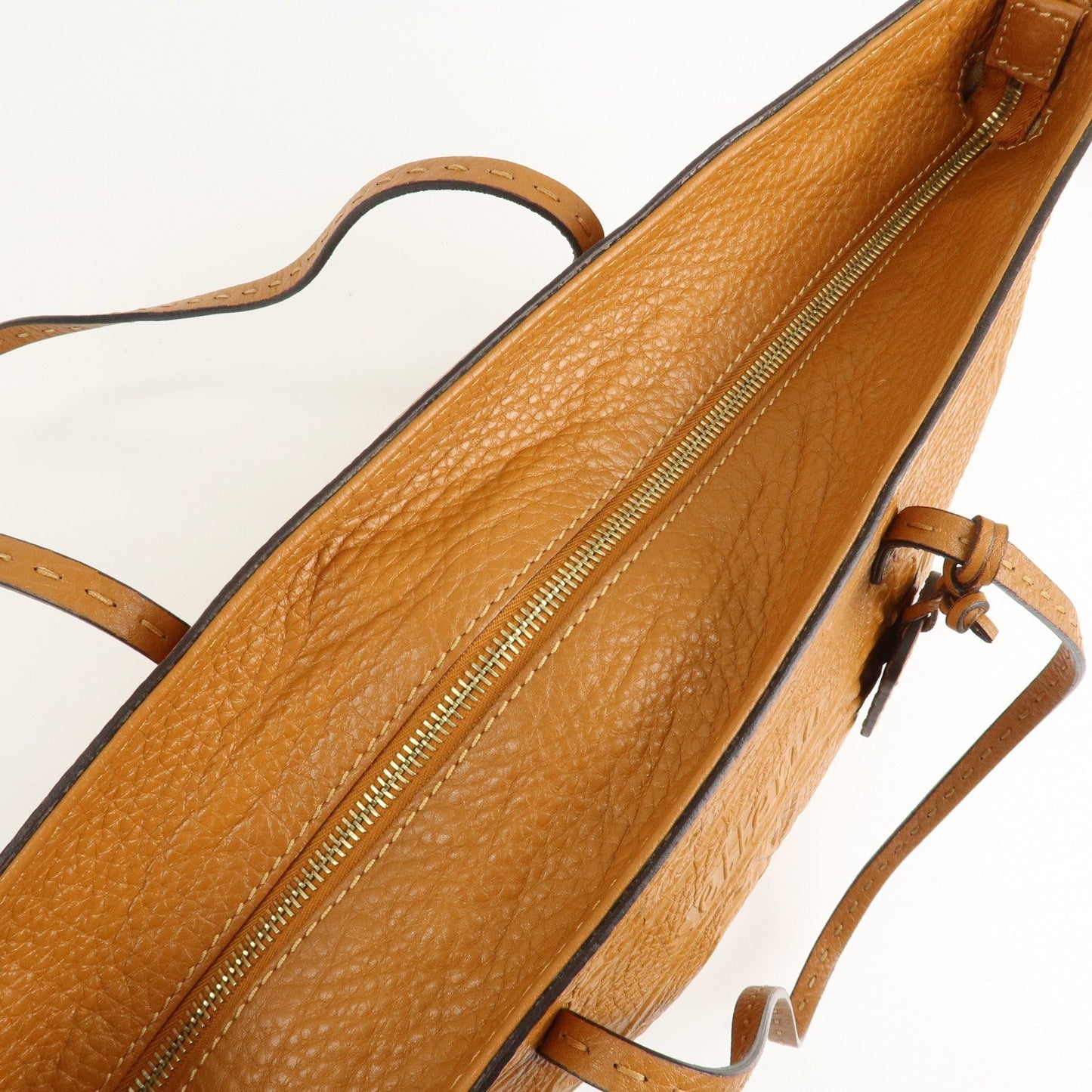 FENDI Selleria Leather Tote Bag Shoulder Bag Brown 8BH185
