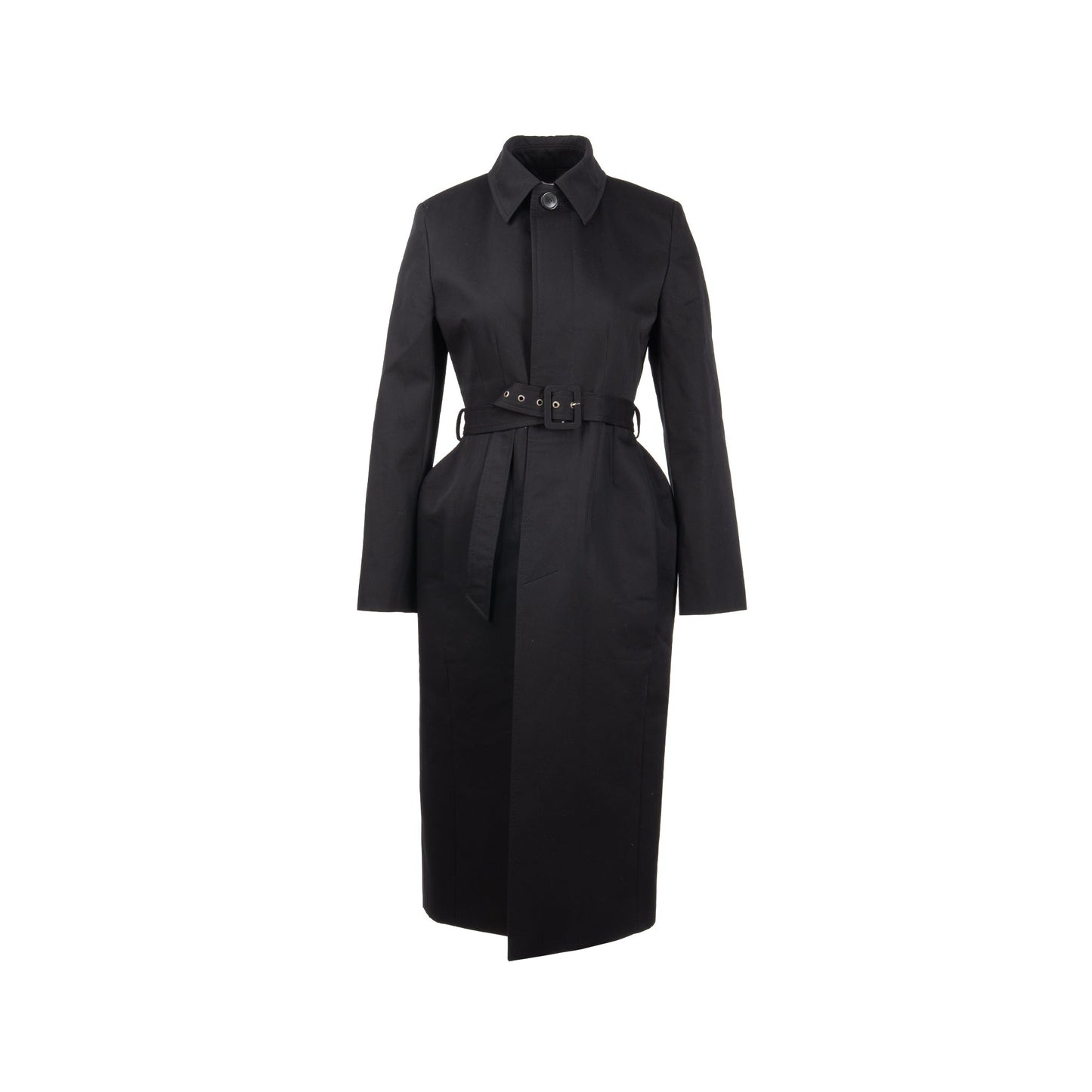 Balenciaga Size 38 Hourglass Trech Coat Cotton/ Cupro Black
