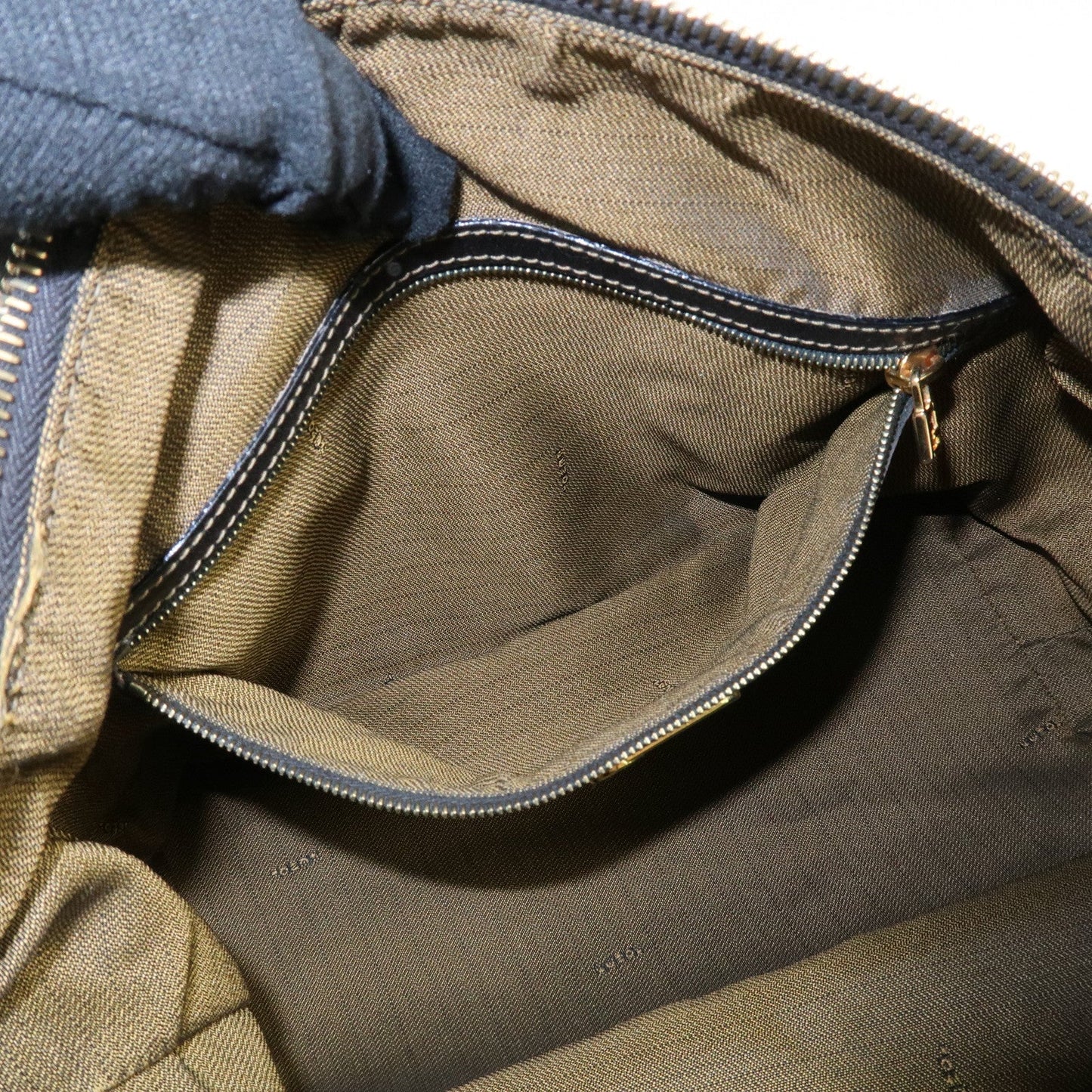 FENDI Zucca Canvas Leather Boston Bag Hand Bag Brown Black