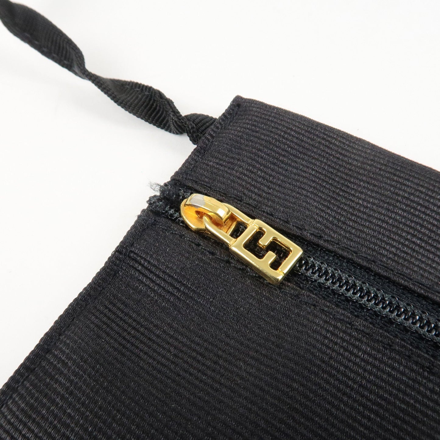 FENDI Nylon Canvas Leather Shoulder Bag Hand Bag Black Brown