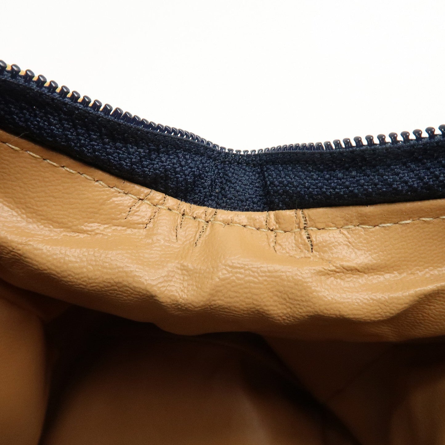 FENDI PVC Leather 2Way Bag Hand Bag Navy Brown